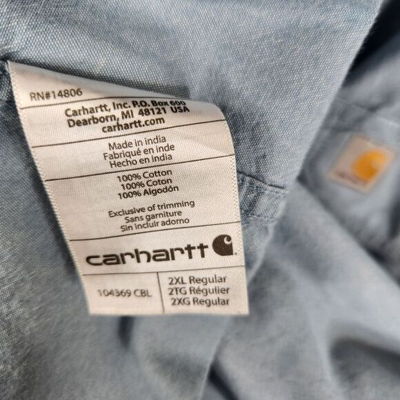Carhartt Original Fit Short Sleeve 2 Pocket Cotton Button Down Shirt 2XL - Picture 6 of 6